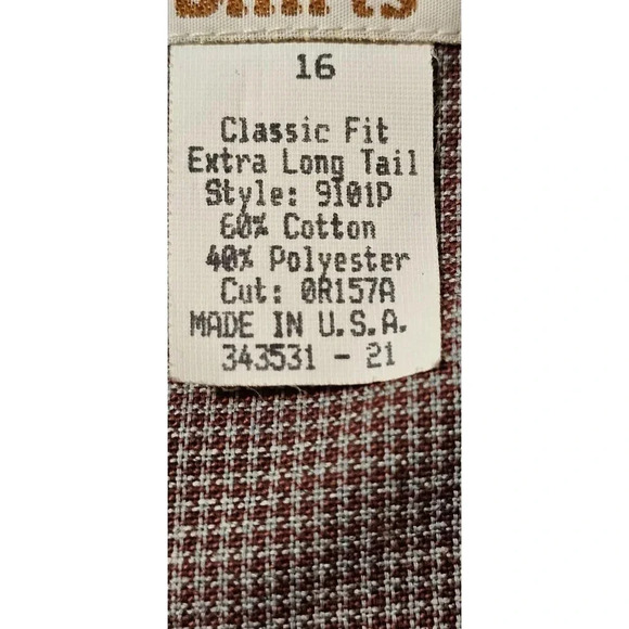 Vintage Ruddock Western Shirt Classic 16 Extra Long Tail Short Sleeves - Picture 7 of 7